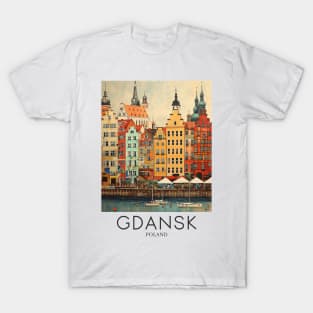 A Pop Art Travel Print of Gdansk - Poland T-Shirt